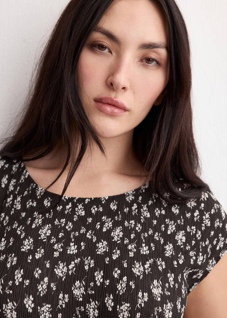 Floral-print midi-dress — Brown