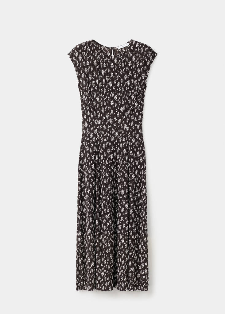 Floral-print midi-dress — Brown