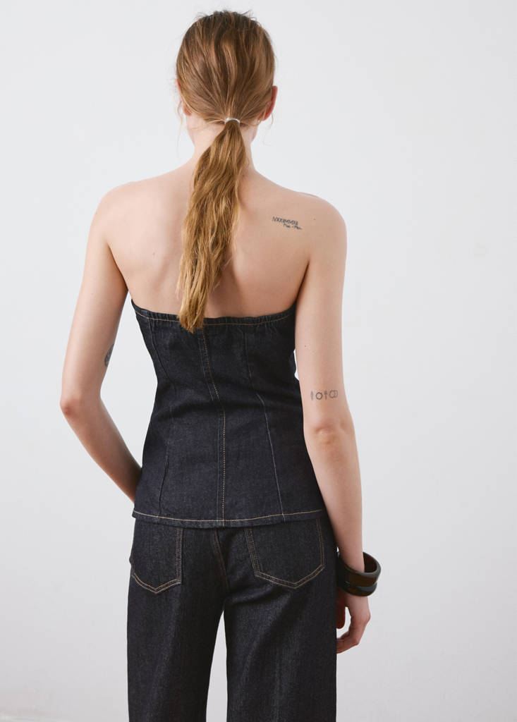 Strapless denim top — Open Blue
