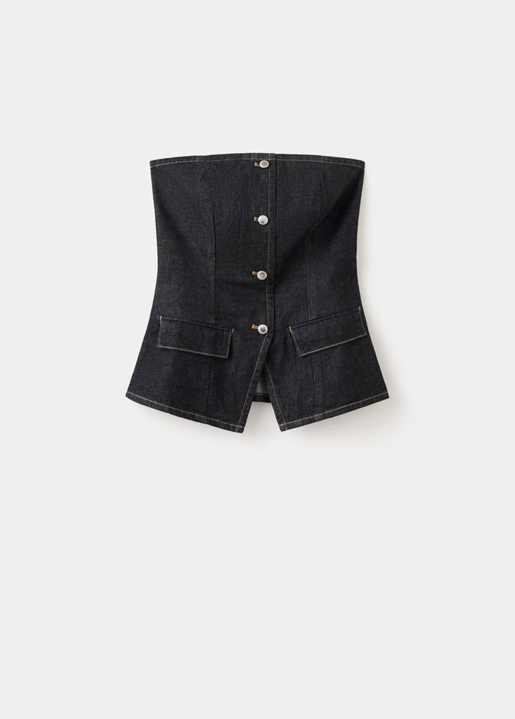 Strapless denim top — Open Blue