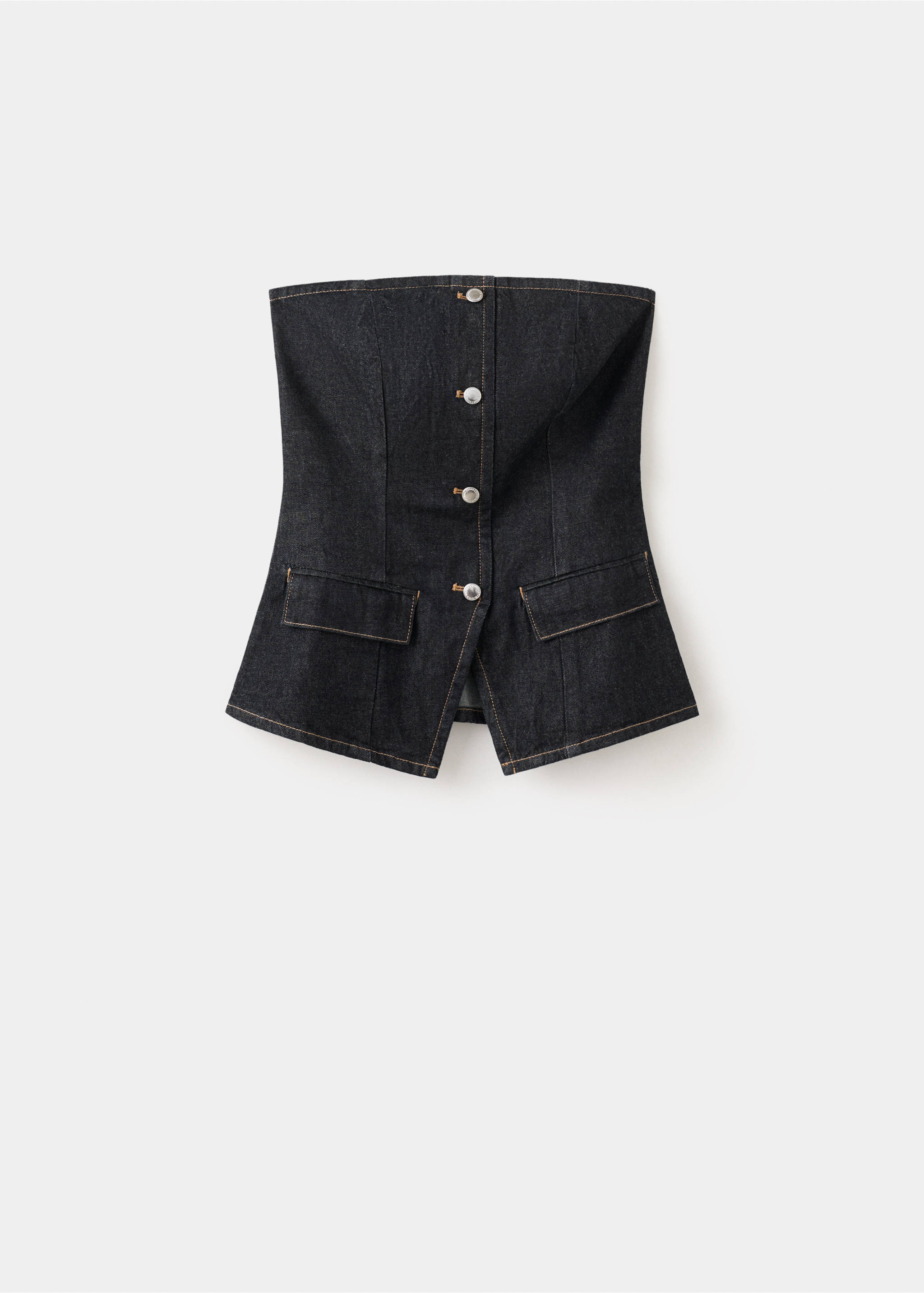 Strapless denim top - Article without model, Open Blue. Ref: 27075825-00.
