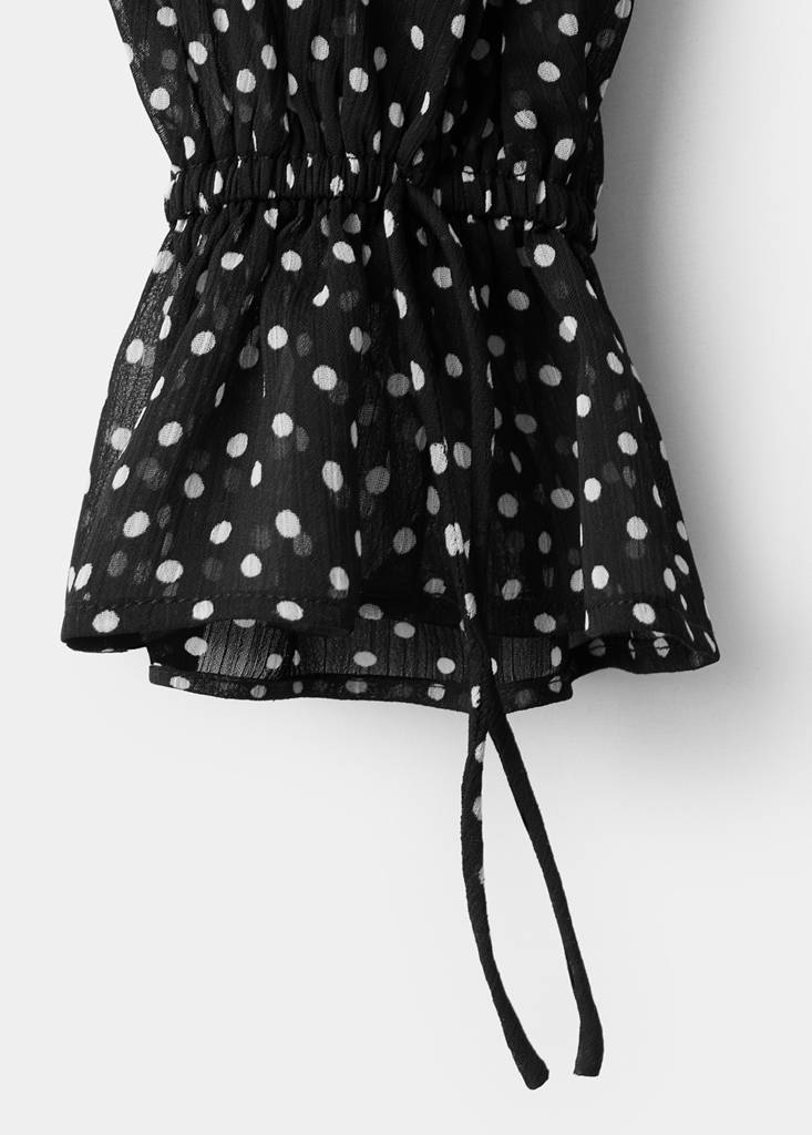 Polka dot high-neck blouse — Black
