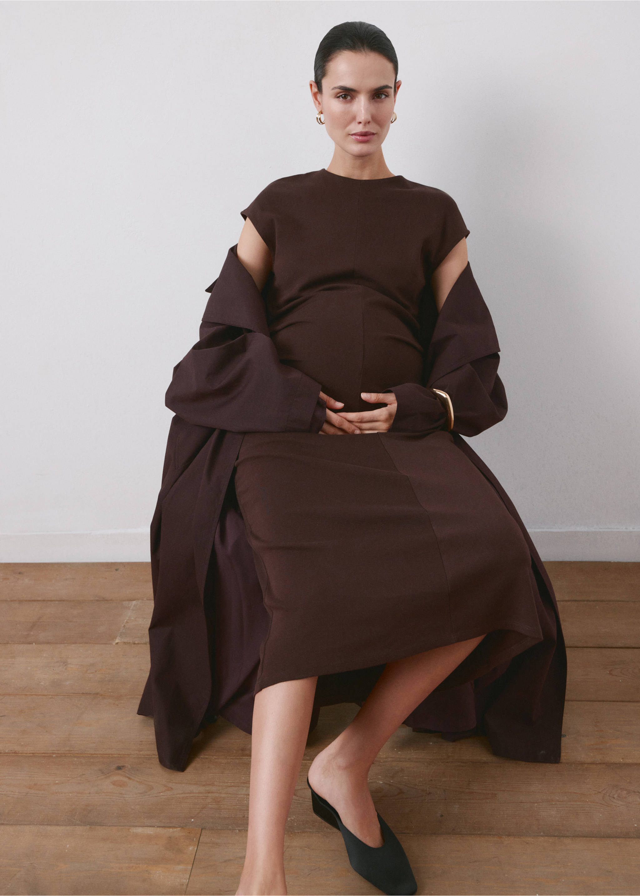 Robe de grossesse en coton - Détail de l'article 6, Marron. Ref: 27075829-00.