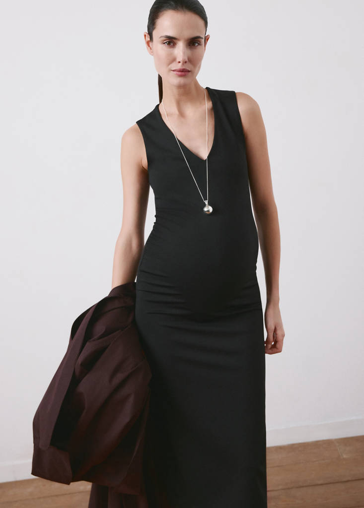 Long maternity dress — Black