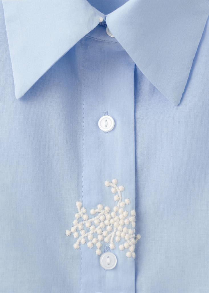 Floral embroidered shirt — Sky Blue