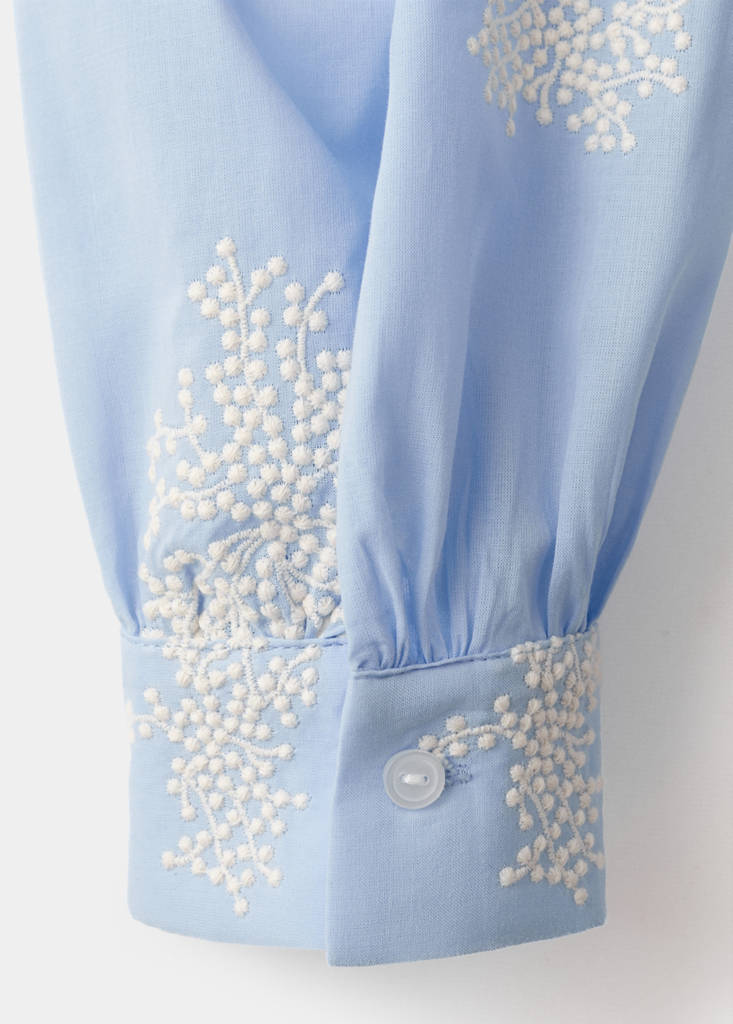 Floral embroidered shirt — Sky Blue