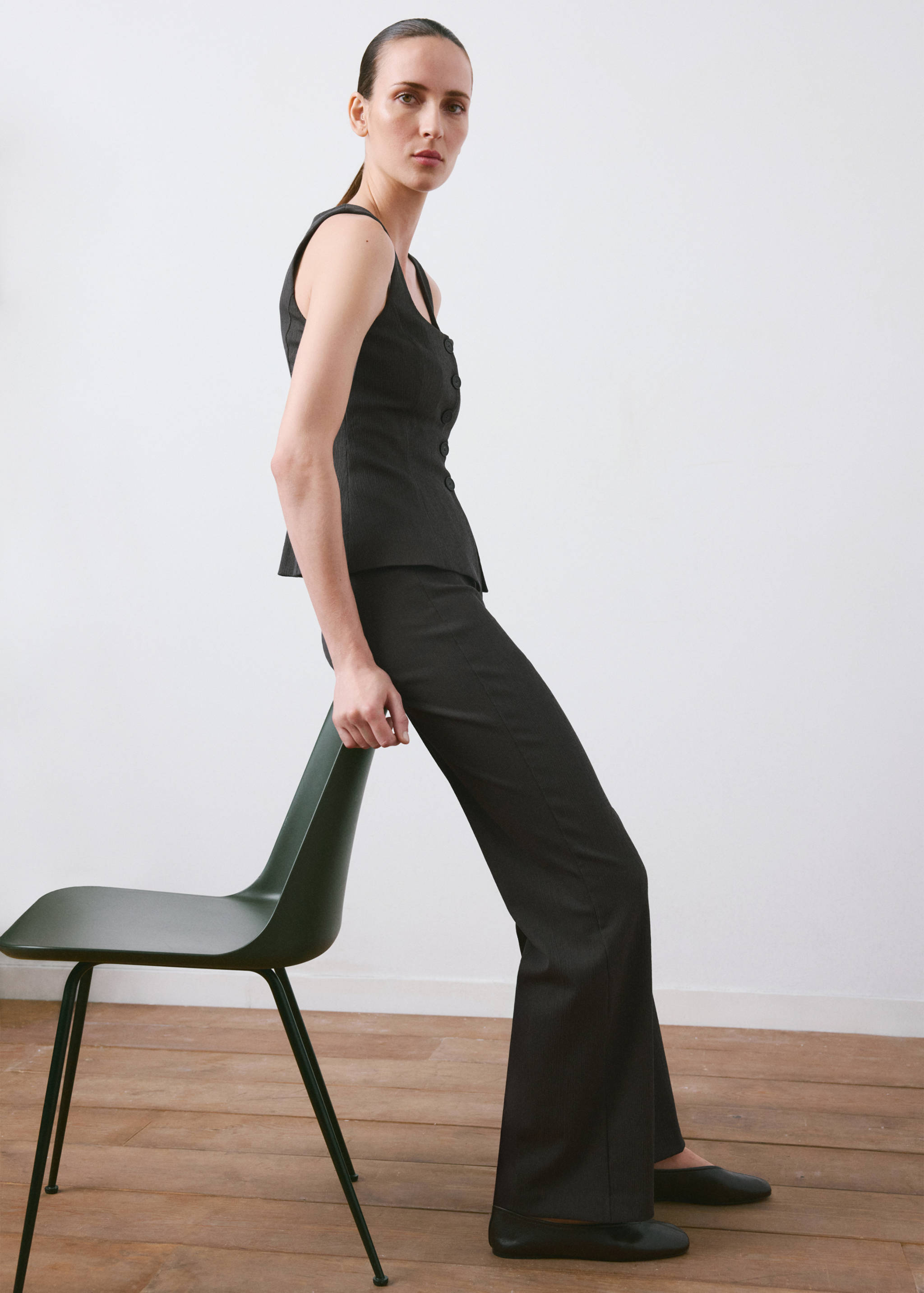 Chaleco peplum botones - Plano medio