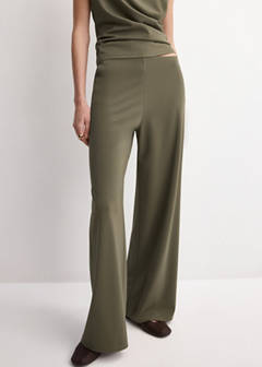 Straight-fit trousers with elastic waist — Khaki 1