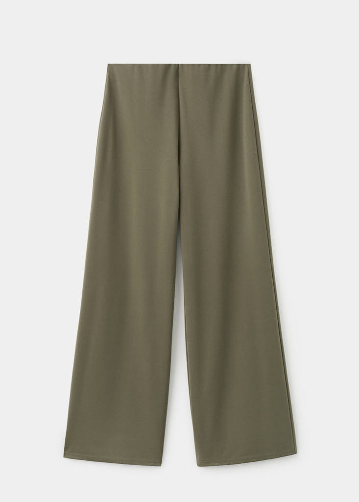 Straight-fit trousers with elastic waist — Khaki