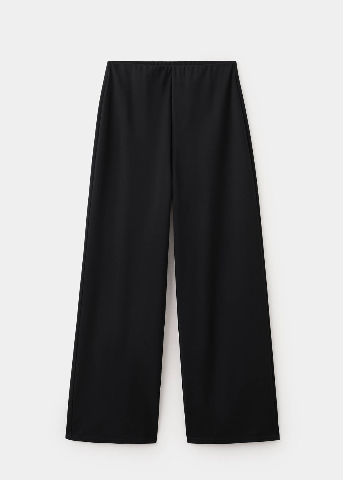 Straight-fit trousers with elastic waist — Black