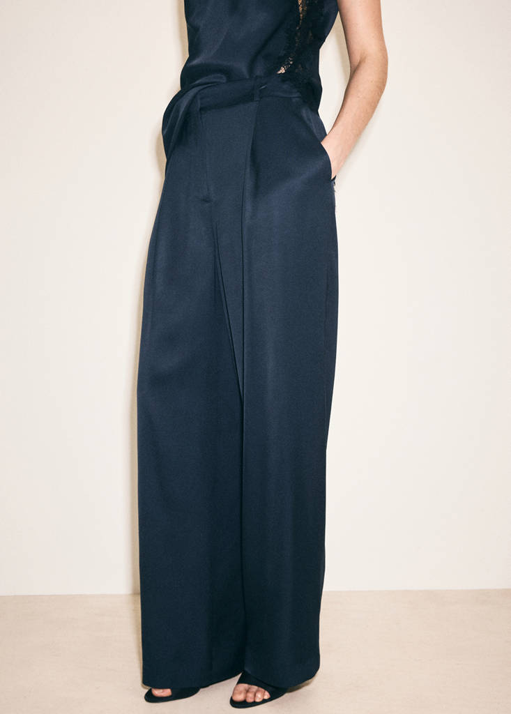 Satin straight-fit pants