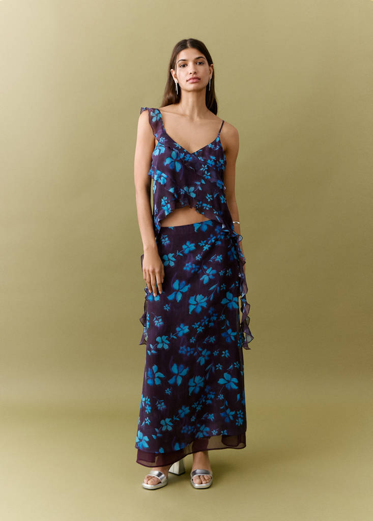 Ruffled flowy top — Purple
