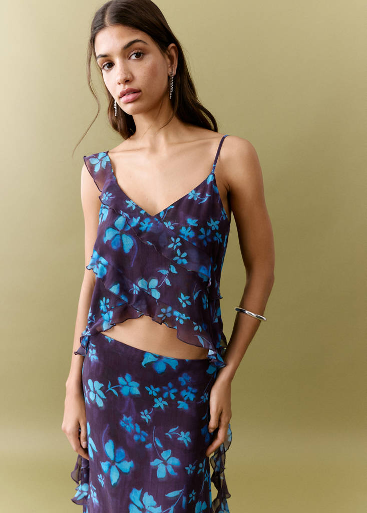 Ruffled flowy top — Purple