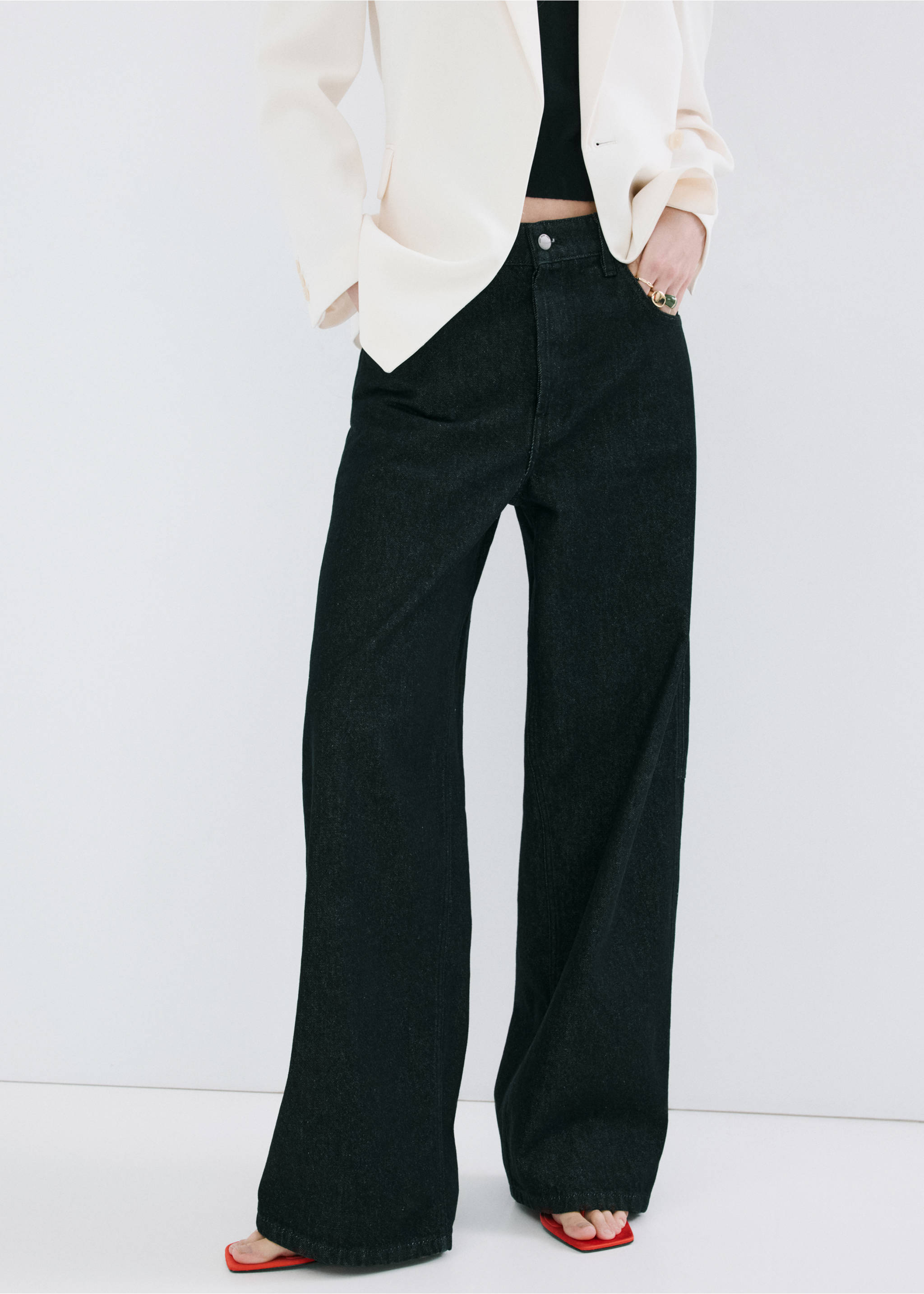 High-rise balloon jeans - Medium plane, Black. Ref: 27075838-00.