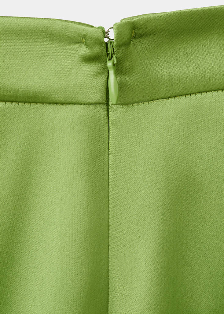 Satin straight-fit trousers — Green
