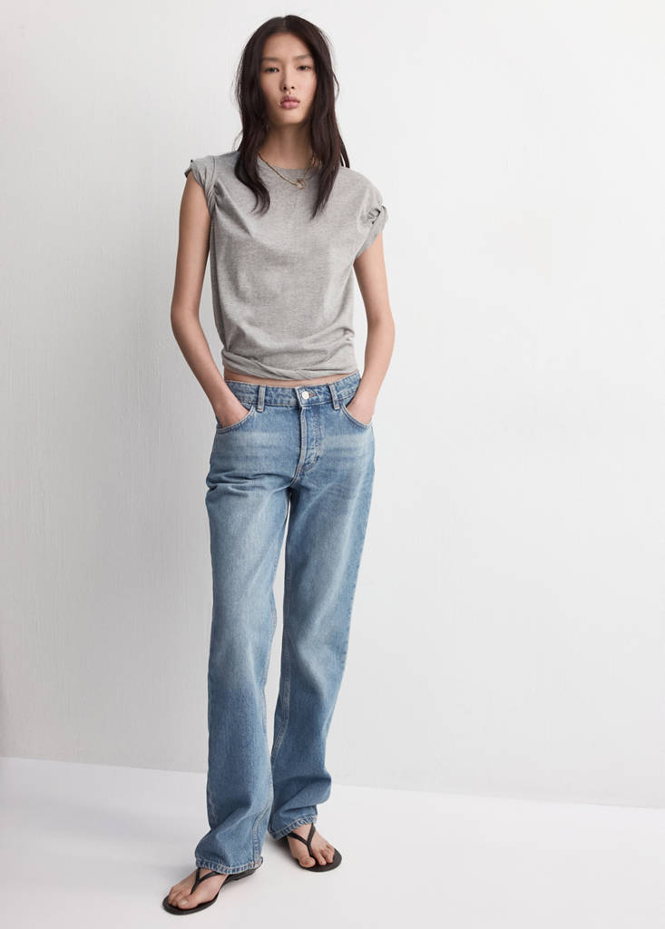 Straight low-waist jeans — Medium Blue