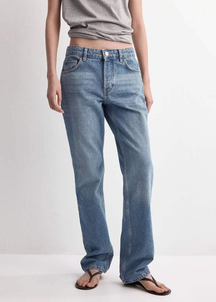 Straight low-waist jeans — Medium Blue