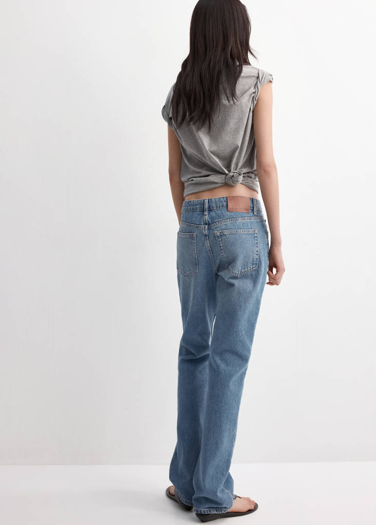 Straight low-waist jeans — Medium Blue