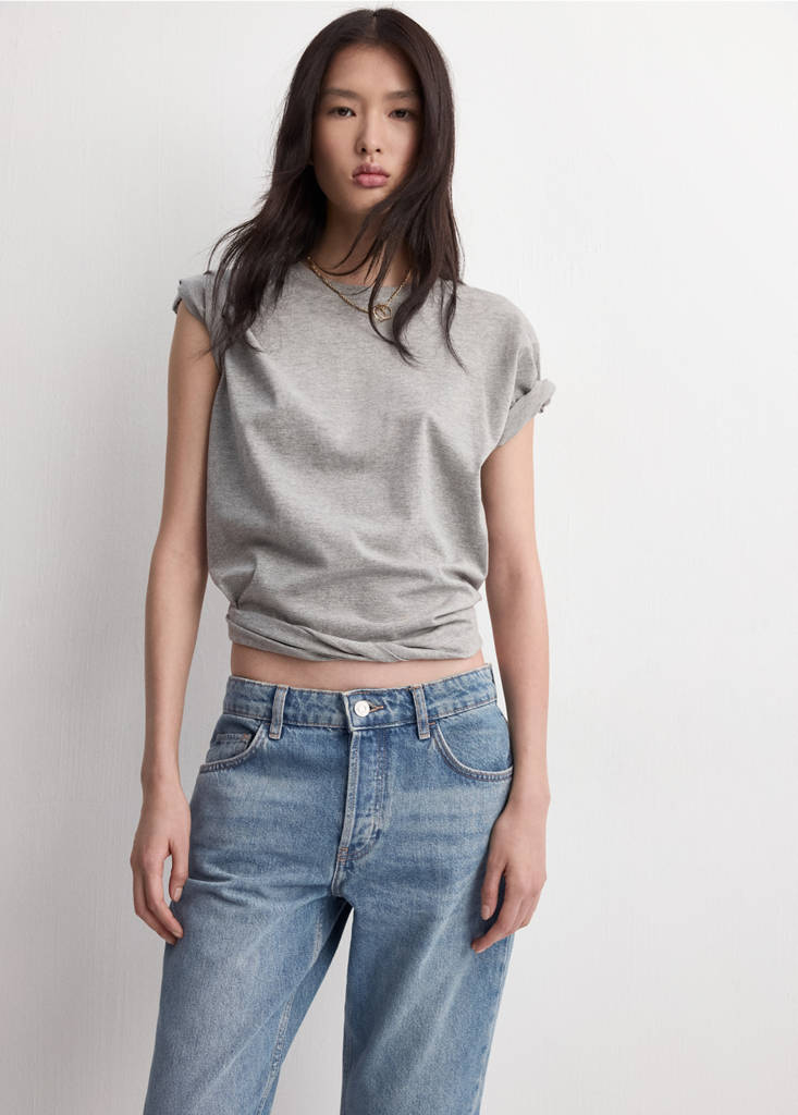Straight low-waist jeans — Medium Blue
