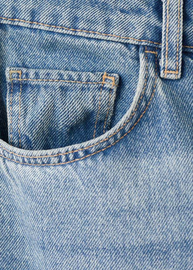 Straight low-waist jeans — Medium Blue
