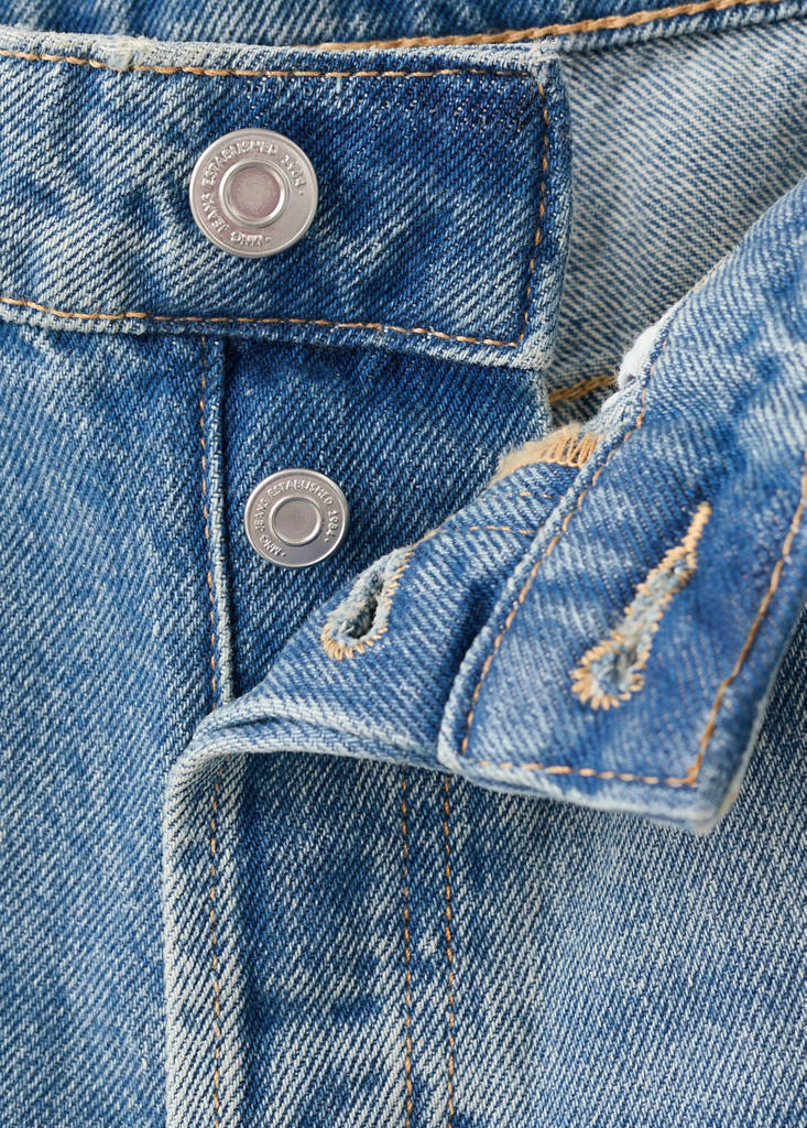 Straight low-waist jeans — Medium Blue