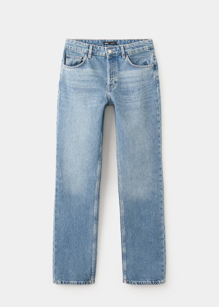Straight low-waist jeans — Medium Blue