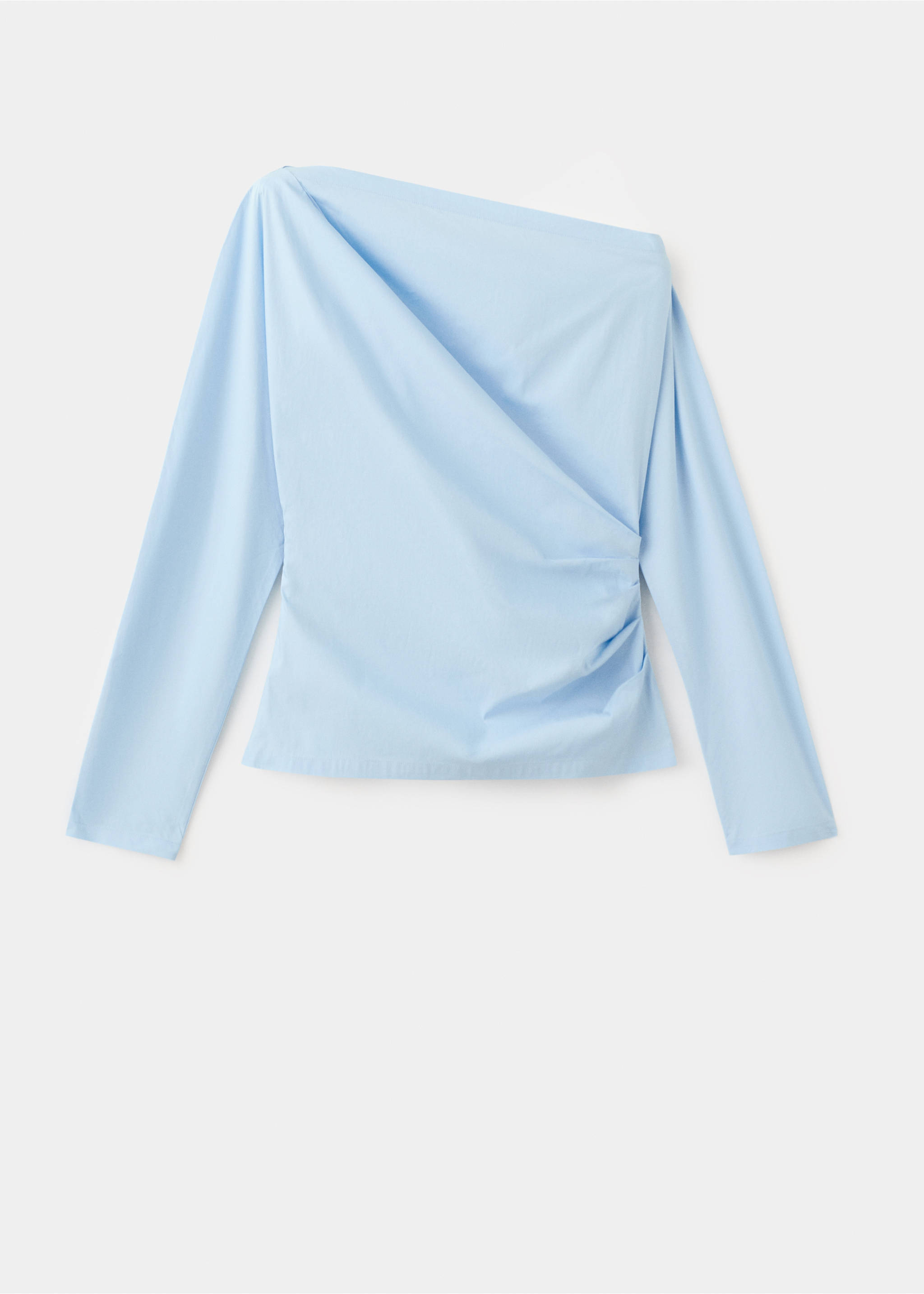 Chemisier coton col asymétrique - Article sans modèle, Bleu. Ref: 27075843-00.