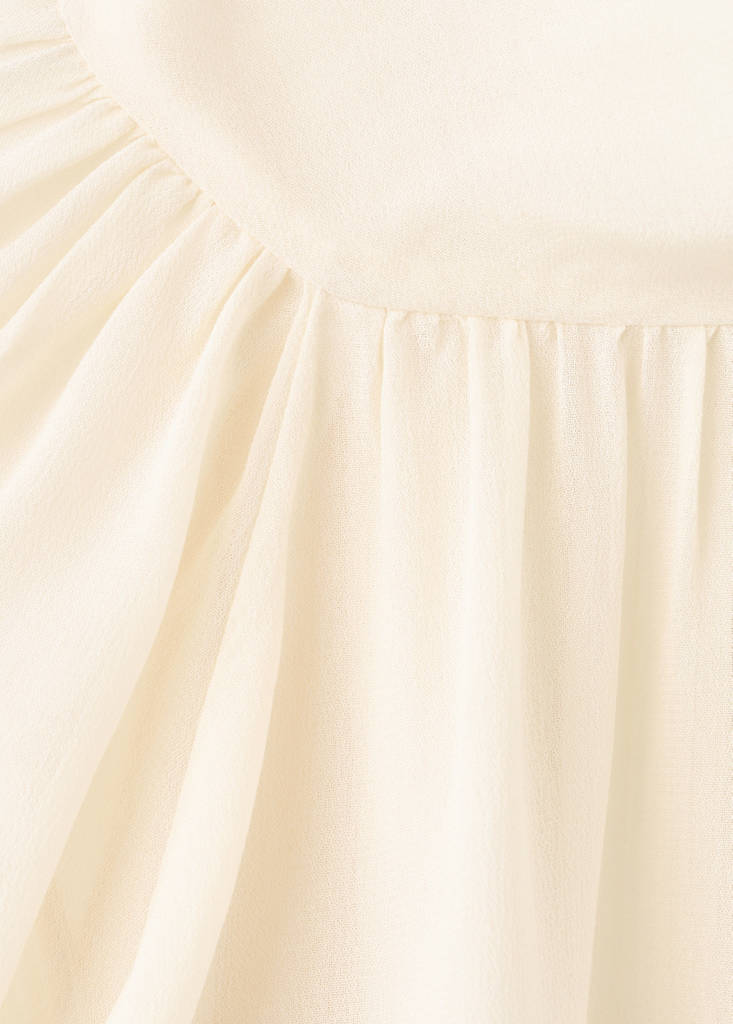 High-neck semi-transparent blouse — Ecru