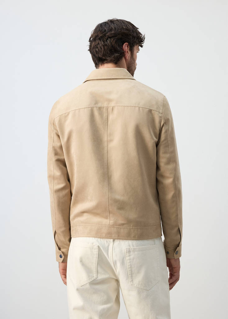 Suede-effect jacket with pockets — Beige
