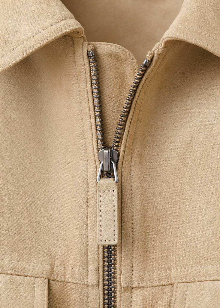 Suede-effect jacket with pockets — Beige