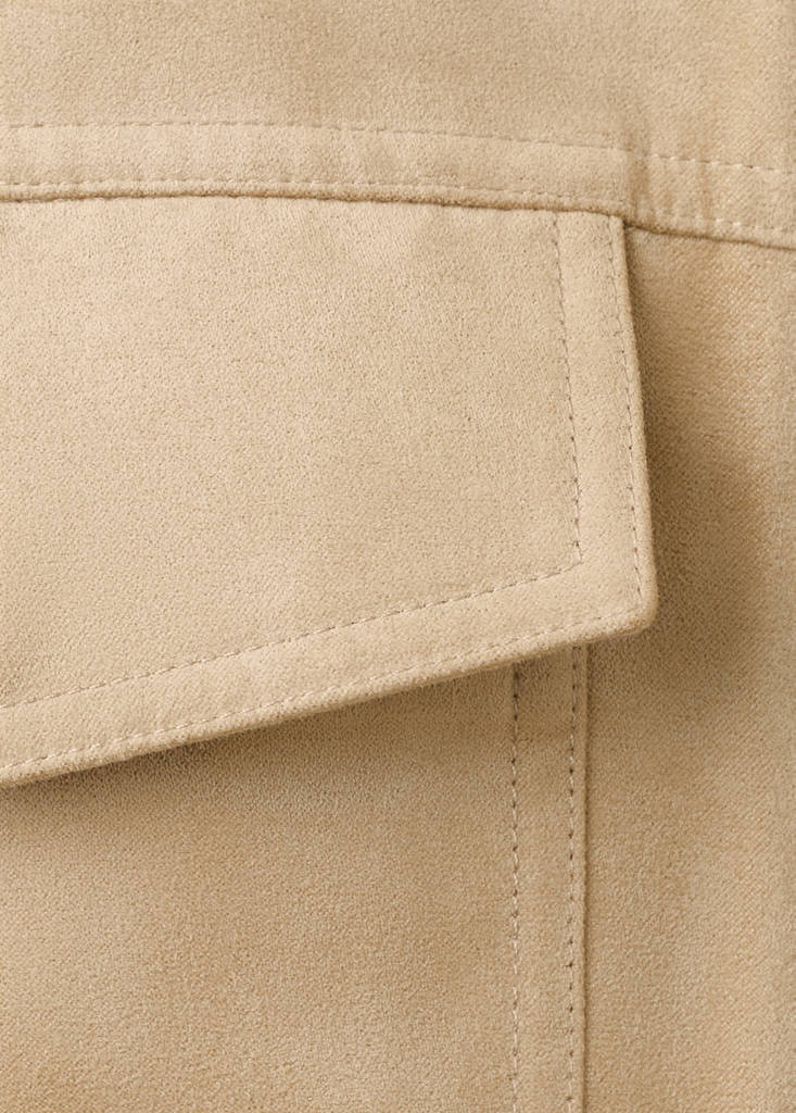 Suede-effect jacket with pockets — Beige