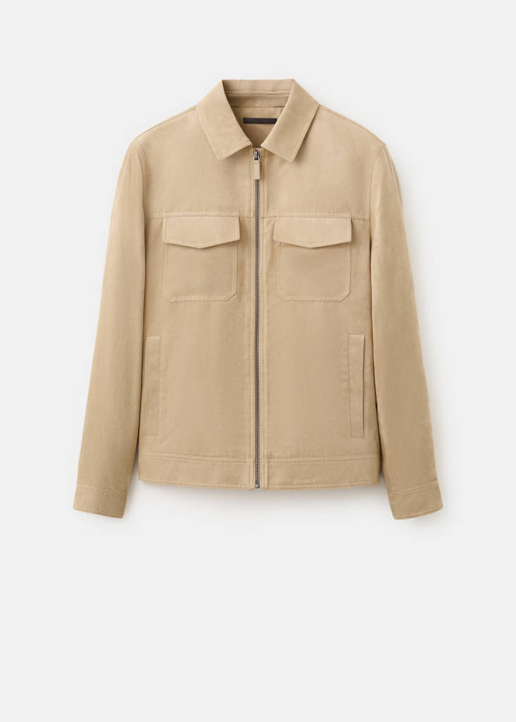 Suede-effect jacket with pockets — Beige