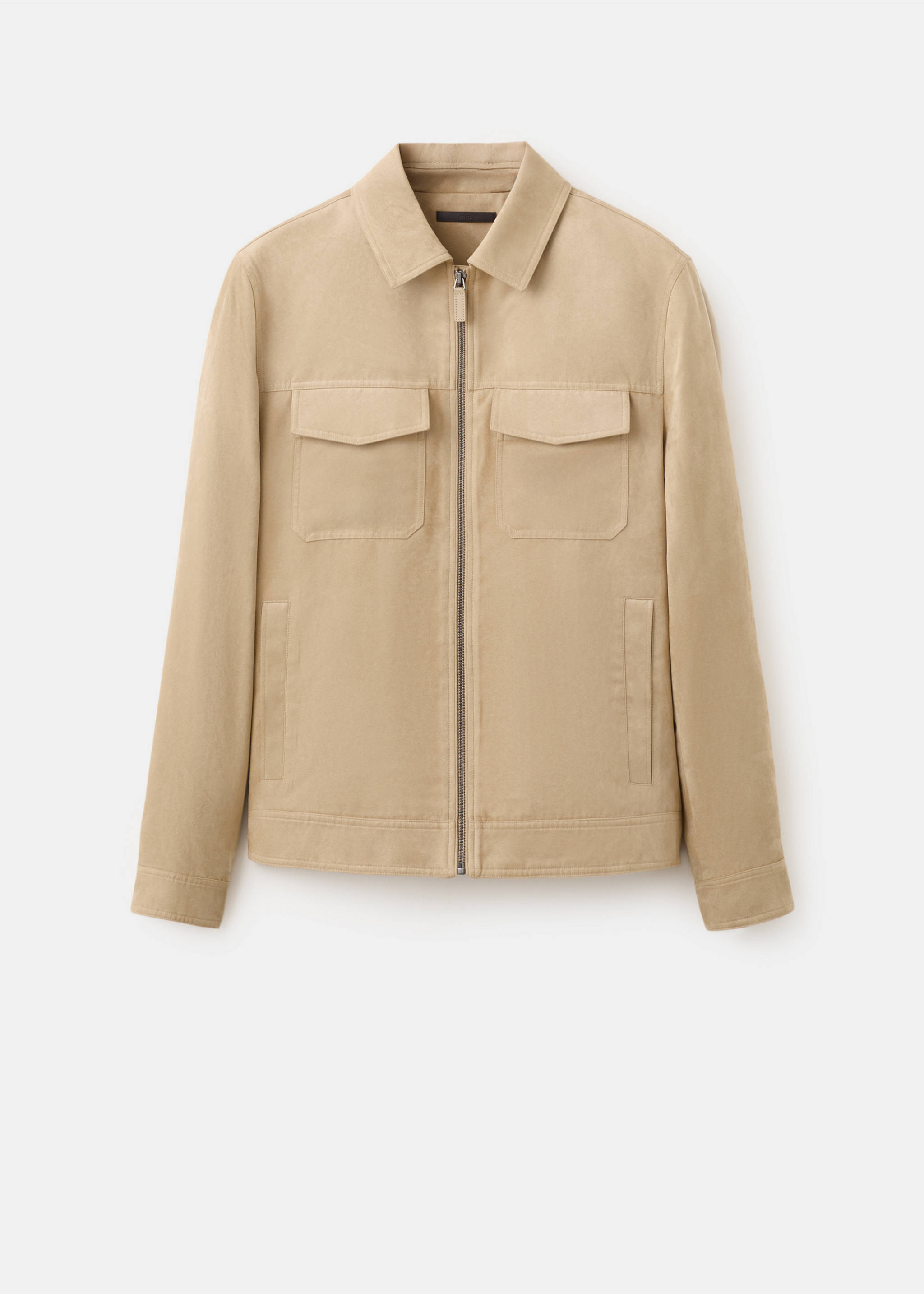 Suede-effect jacket with pockets - Article without model, Beige. Ref: 27075927-00.