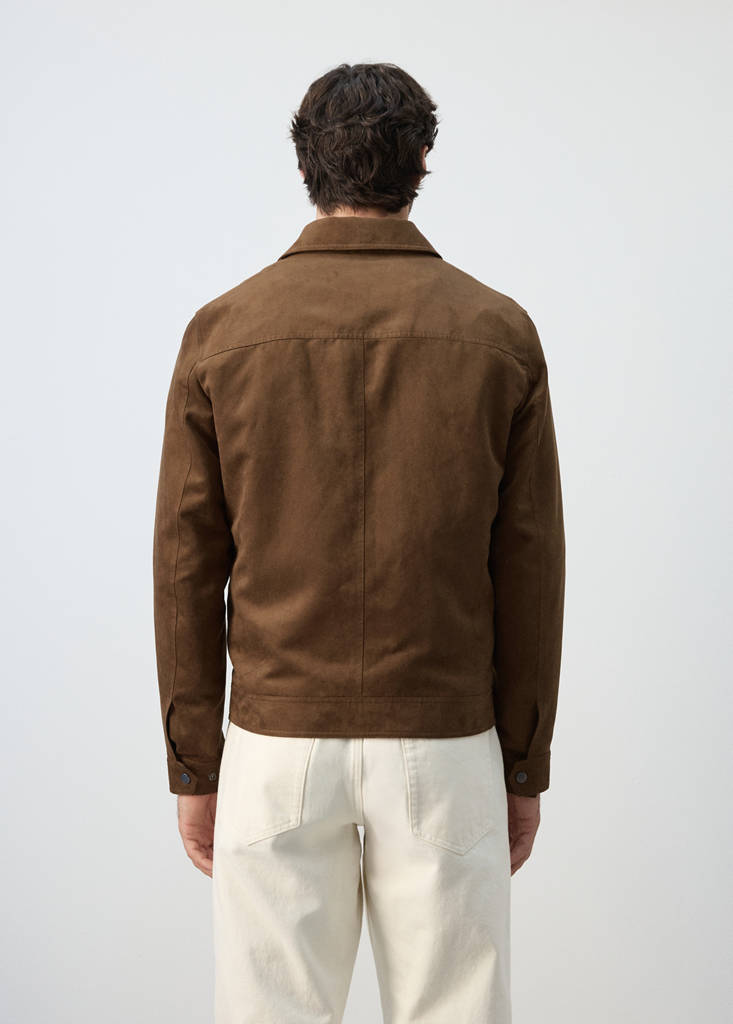 Suede-effect jacket with pockets — Cognac