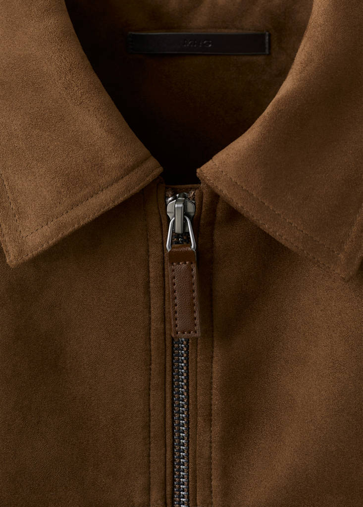 Suede-effect jacket with pockets — Cognac