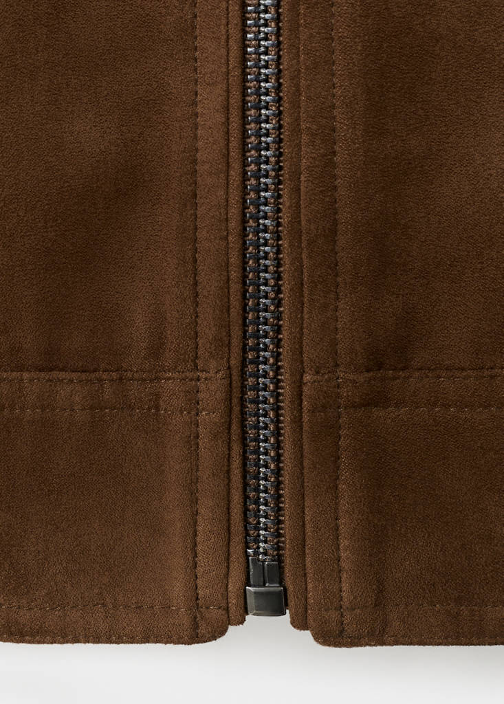 Suede-effect jacket with pockets — Cognac