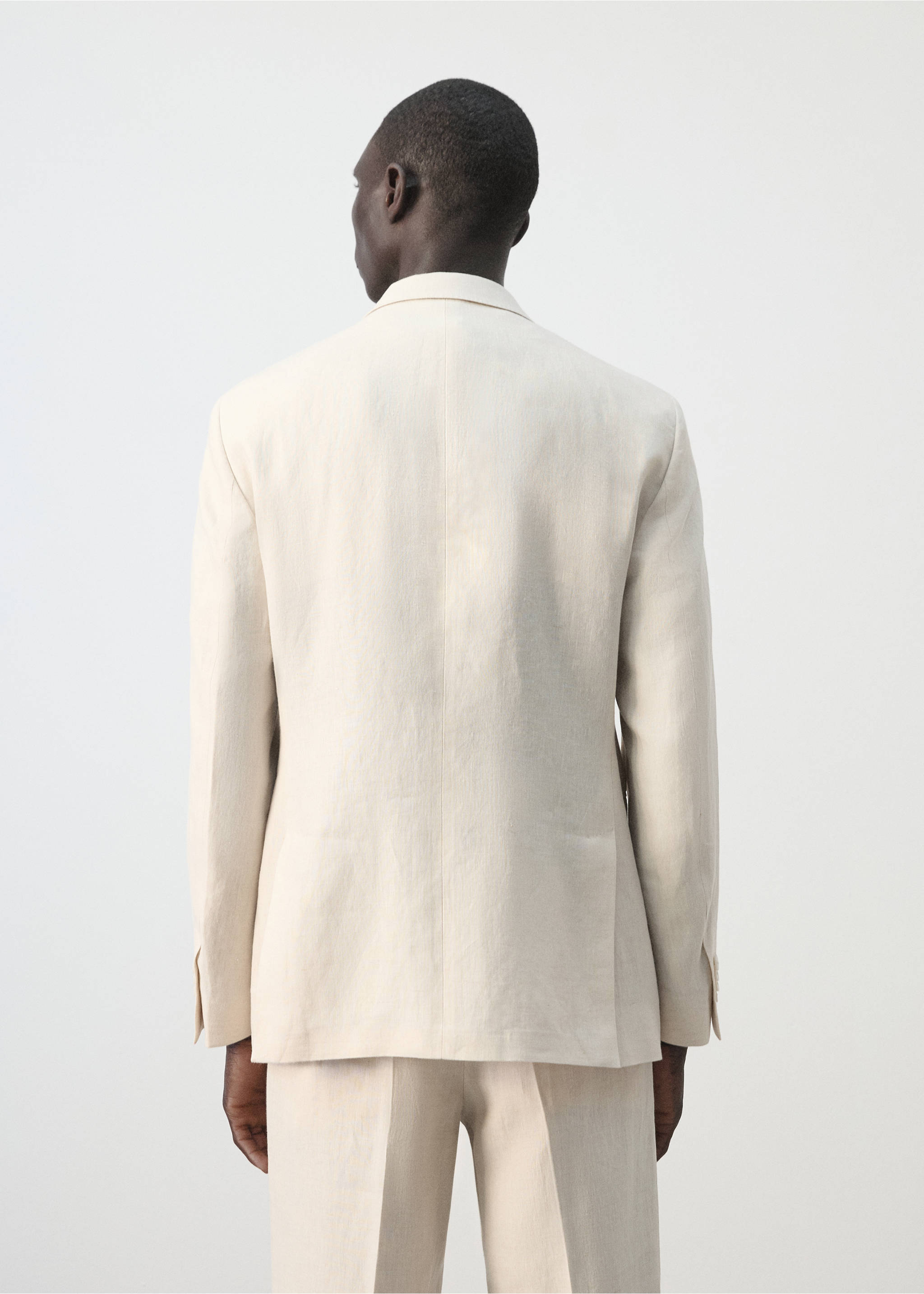 Blazer de fato Amalfi d e100% linho slim fit - Verso do artigo, Cru. Ref: 27075929-00.