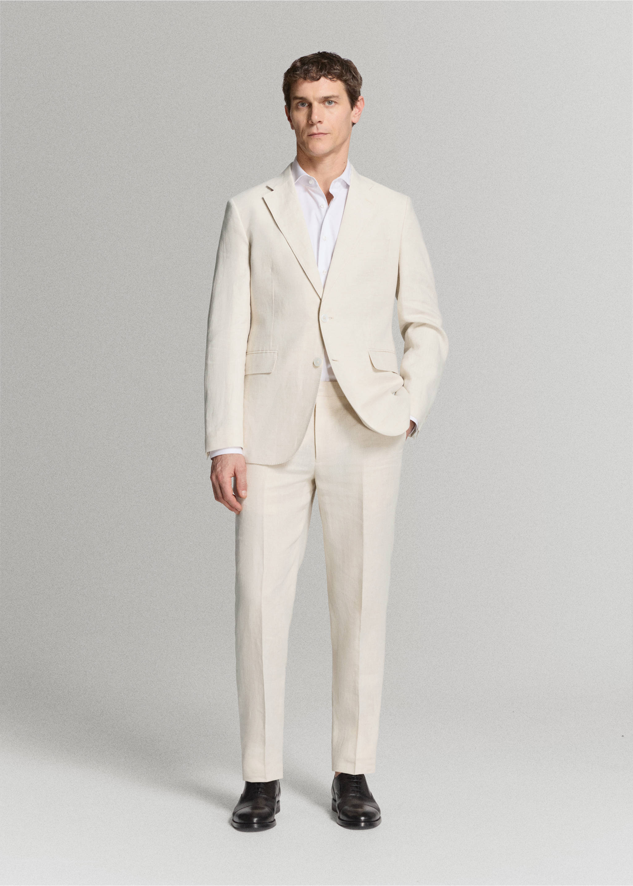 Americana traje Amalfi 100% lino slim fit - Plano general, Crudo. Ref: 27025948-01.