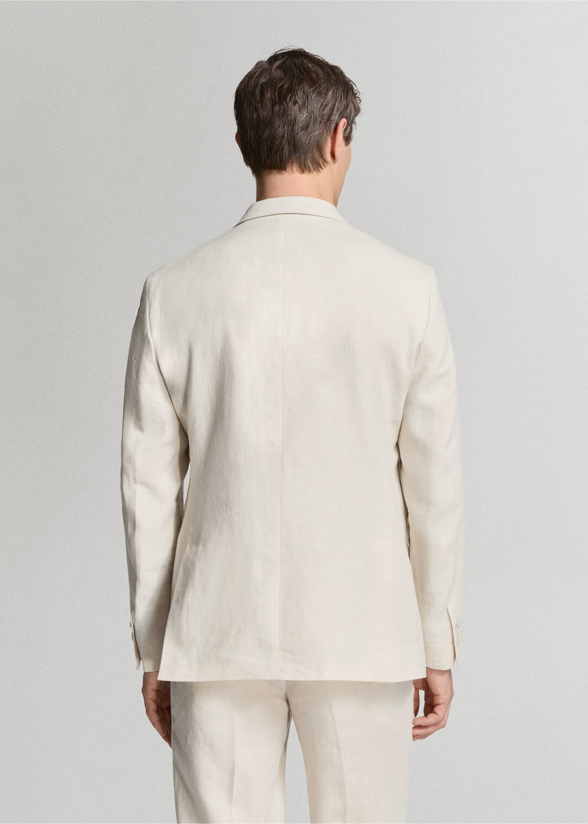 Костюмный пиджак Amalfi slim fit 100% лен - Обратная сторона изделия, Экрю. Ref: 27075929-02.