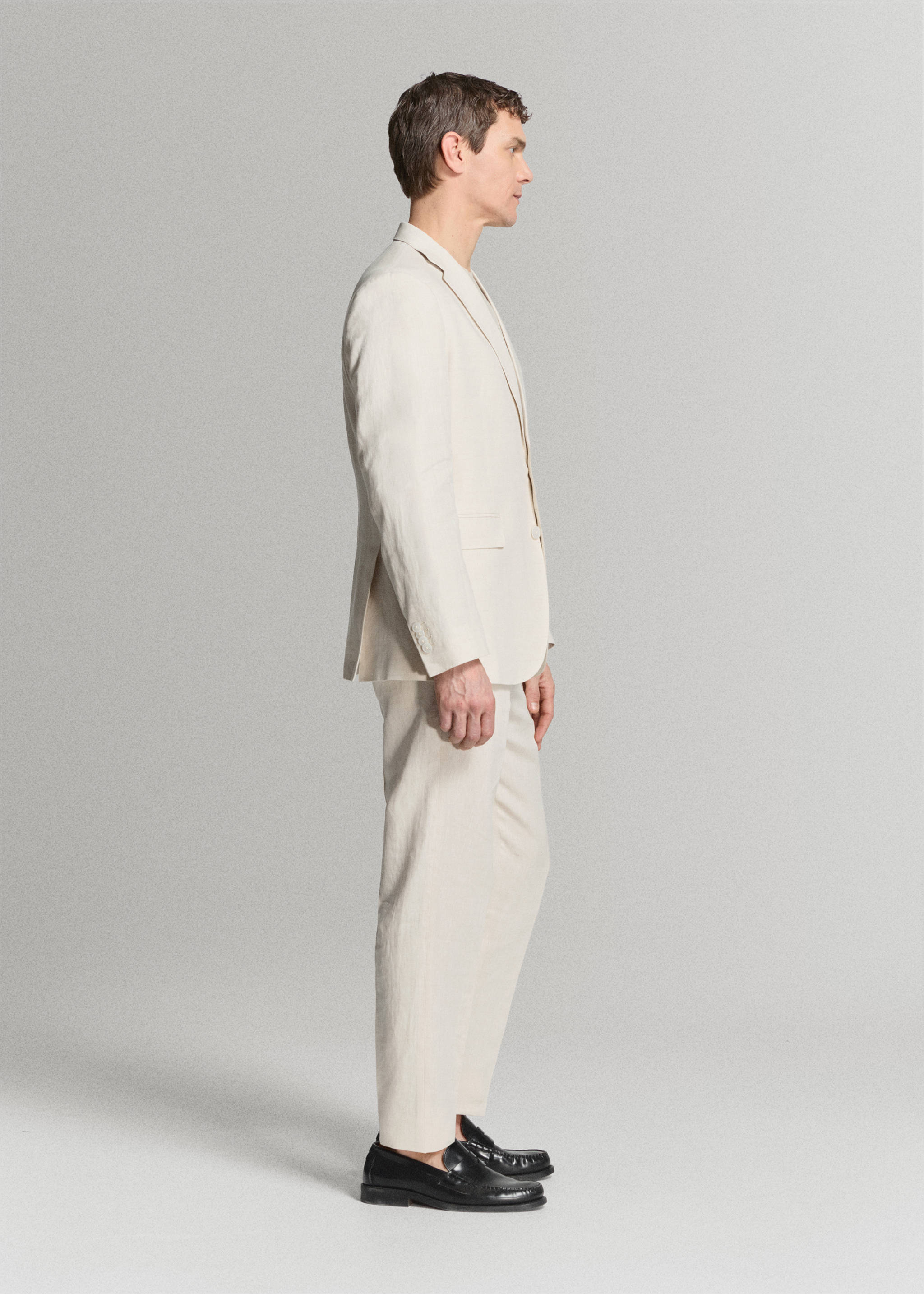 Костюмный пиджак Amalfi slim fit 100% лен - Деталь изделия 4, Экрю. Ref: 27075929-02.