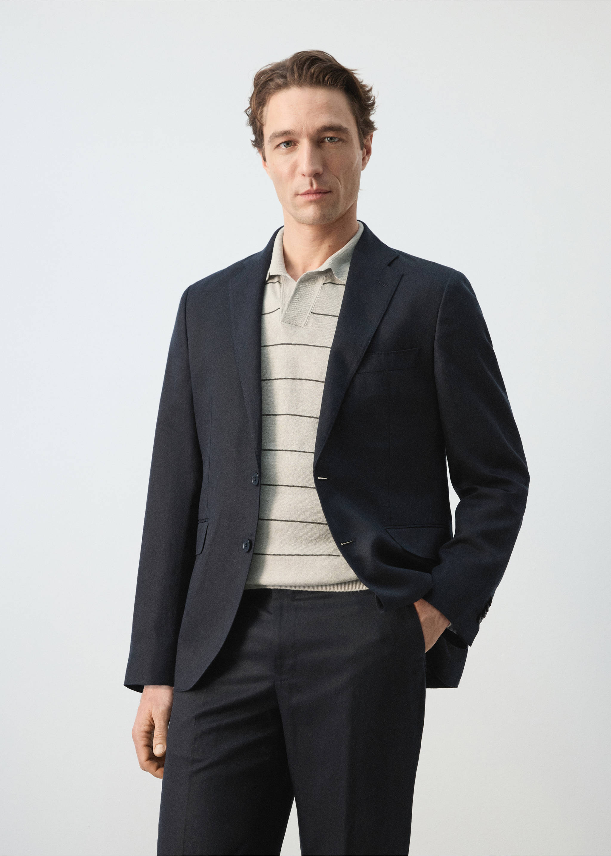 Americana traje Amalfi slim fit - Plano medio, Azul marino. Ref: 27045936-00.