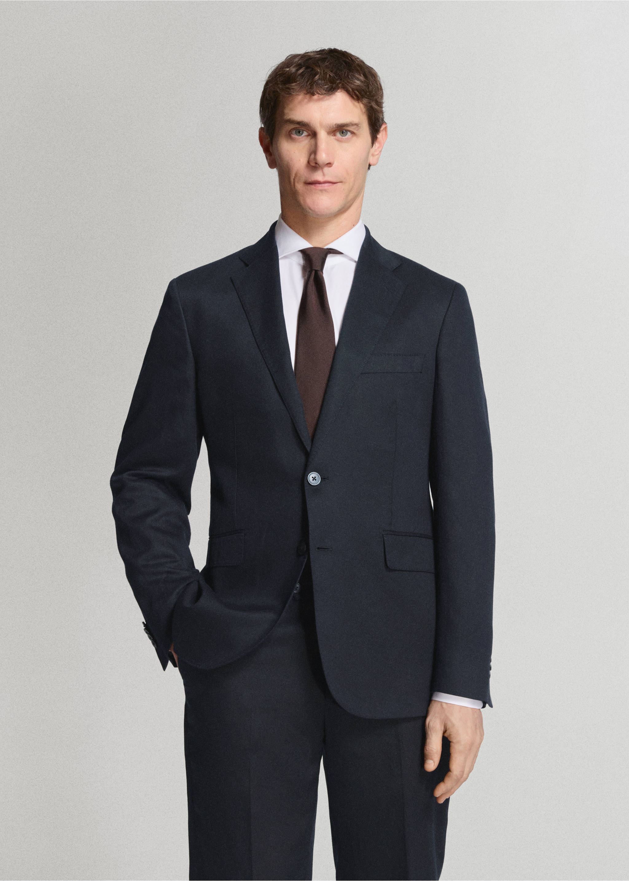 Americana traje Amalfi slim fit - Plano medio, Azul marino. Ref: 27075930-01.