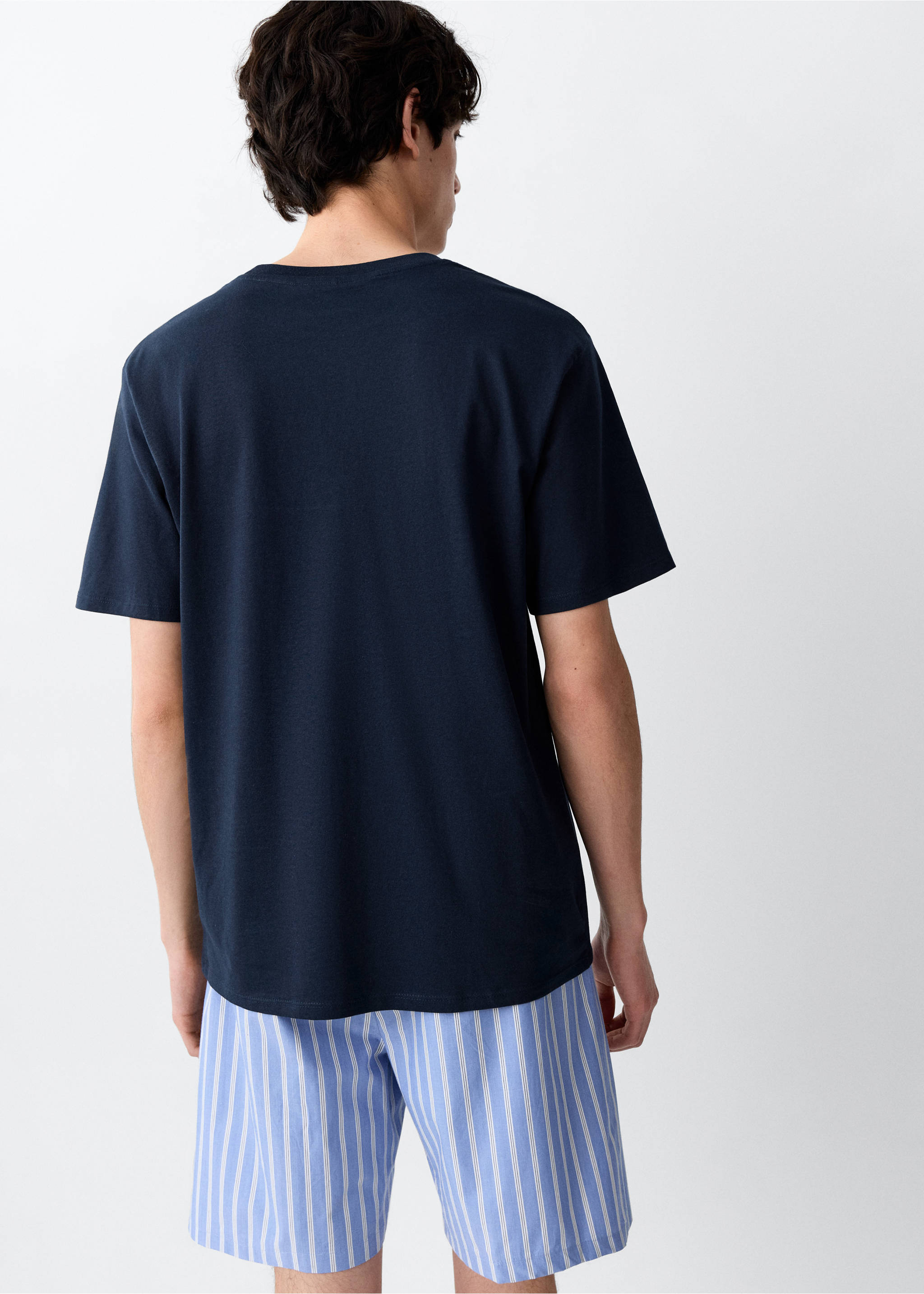 Striped short pyjamas - Reverse of the article, Navy. Ref: 27075931-00.