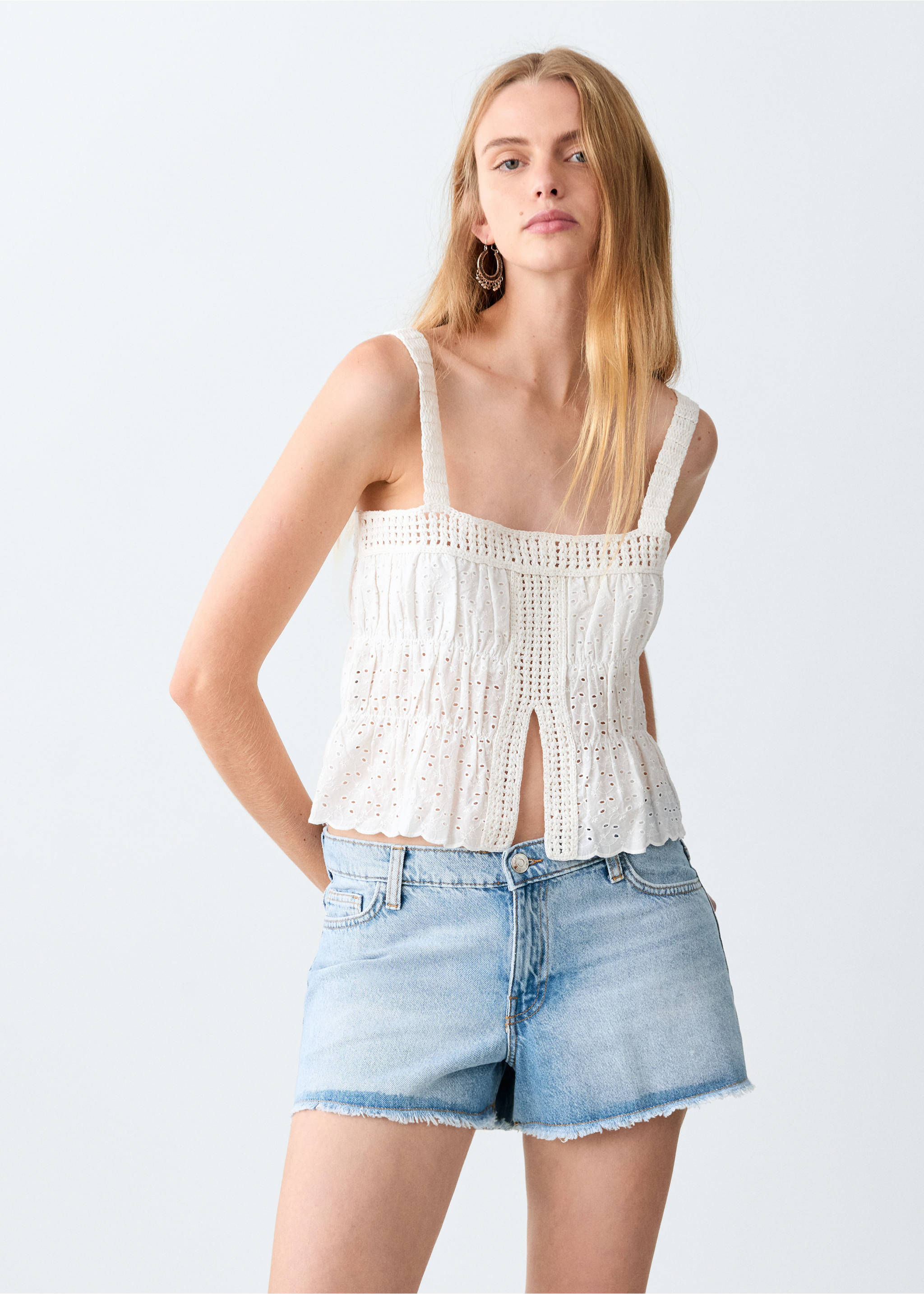 Mini shorts vaqueros - Plano medio, Azul medio. Ref: 27075933-00.