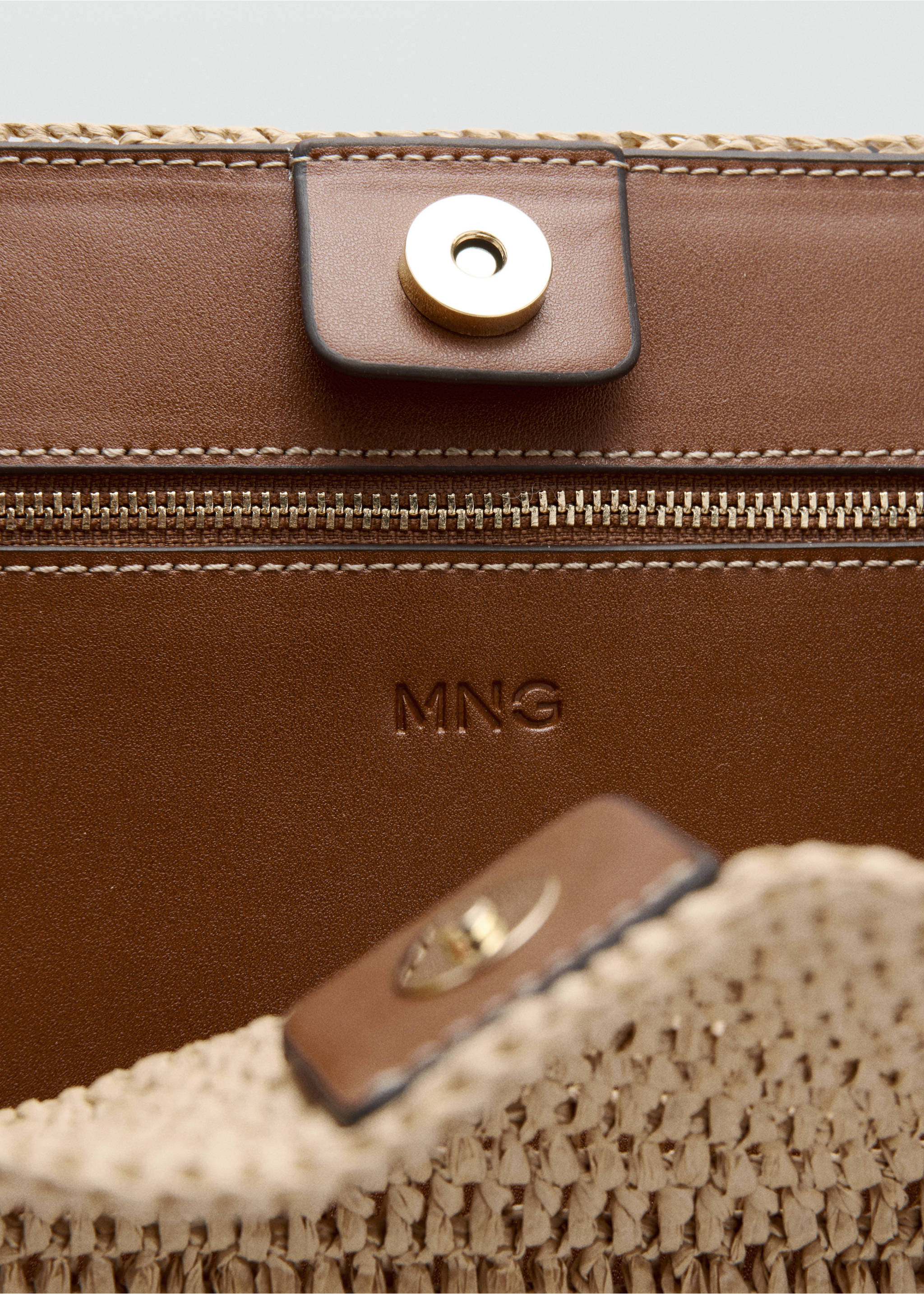 Natural fibre city bag - Details of the article 3, Leather. Ref: 27075936-00.