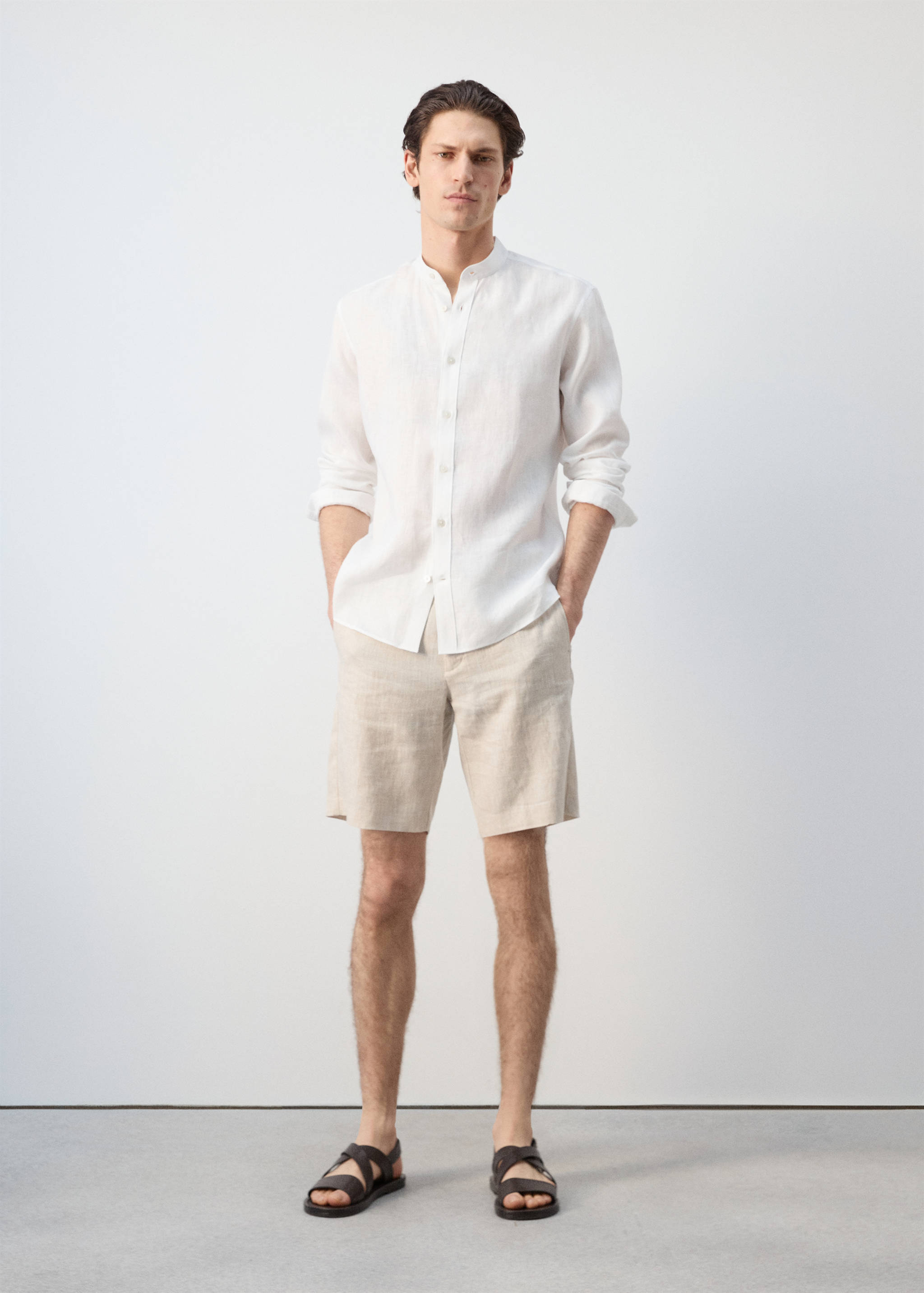 100% linen Mao collar shirt - General plane