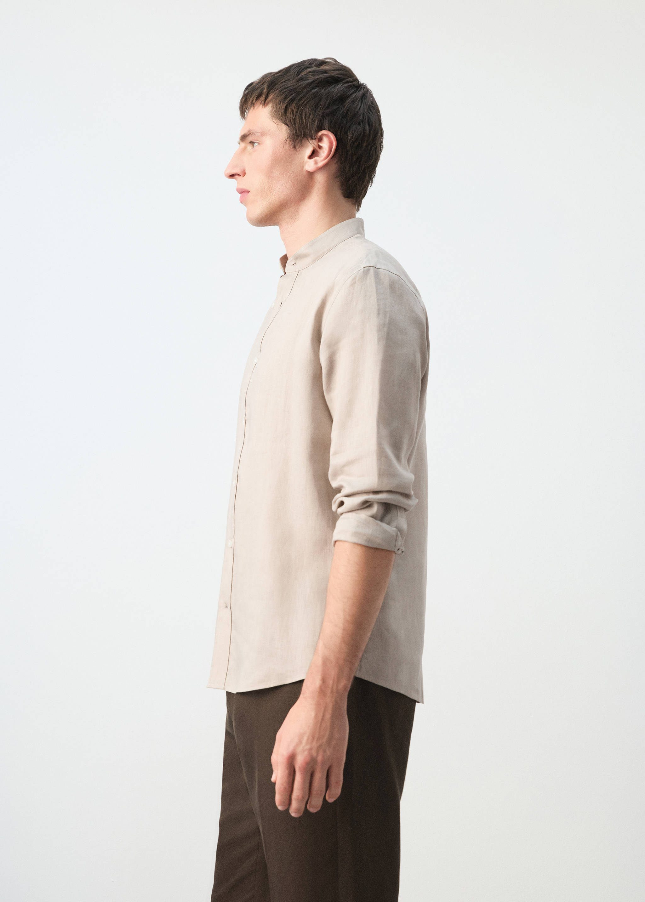 100% linen Mao collar shirt - Details of the article 2