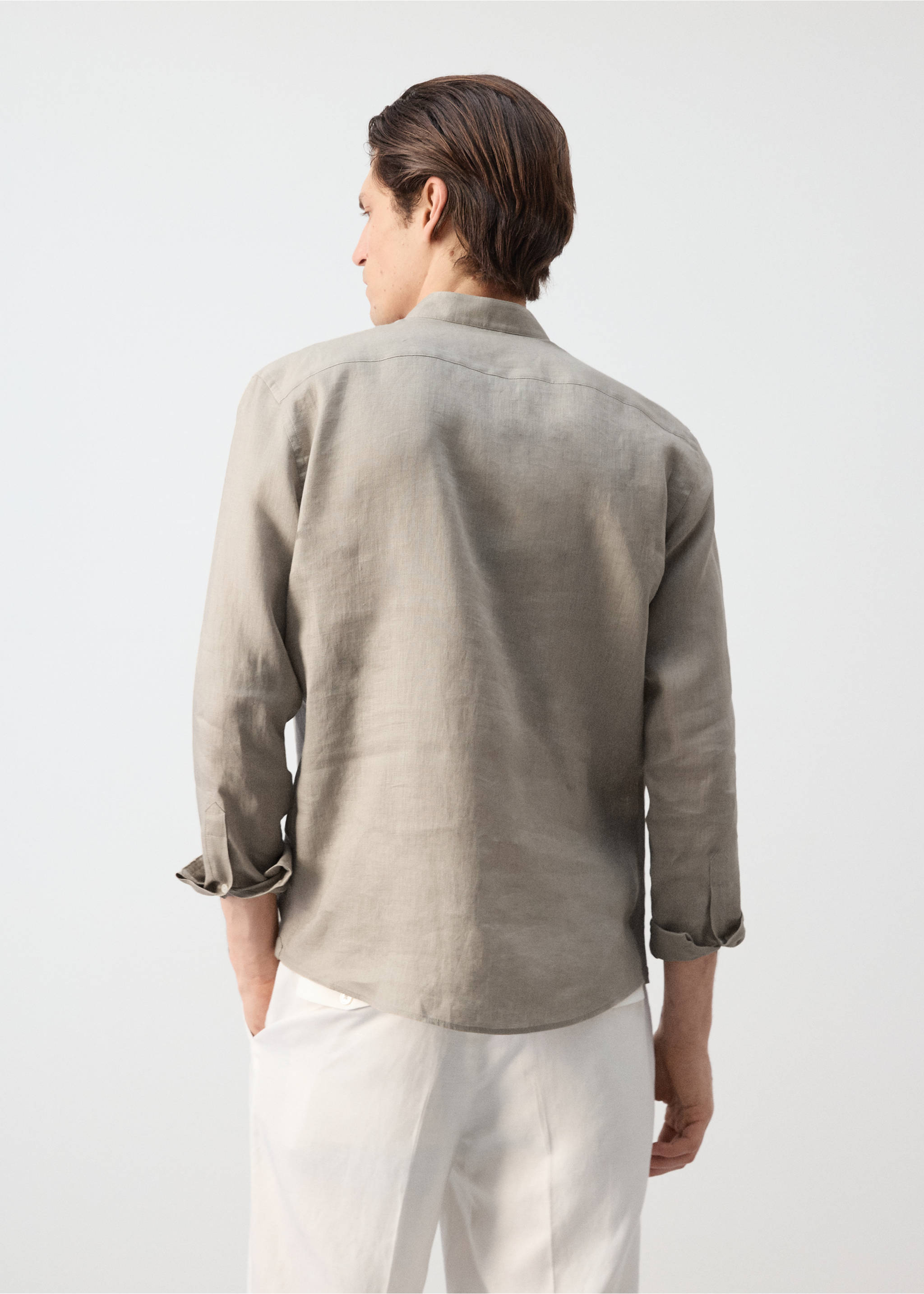 Camisa 100% lino cuello mao - Reverso del artículo, Arena. Ref: 27075937-01.