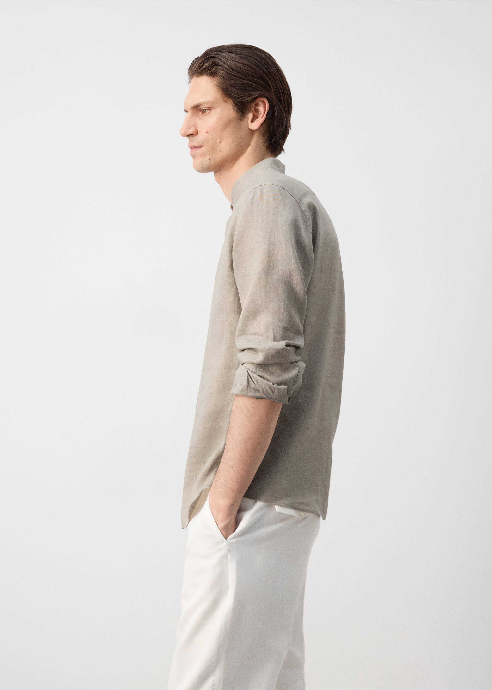 Camisa 100% lino cuello mao - Detalle del artículo 2, Arena. Ref: 27075937-01.