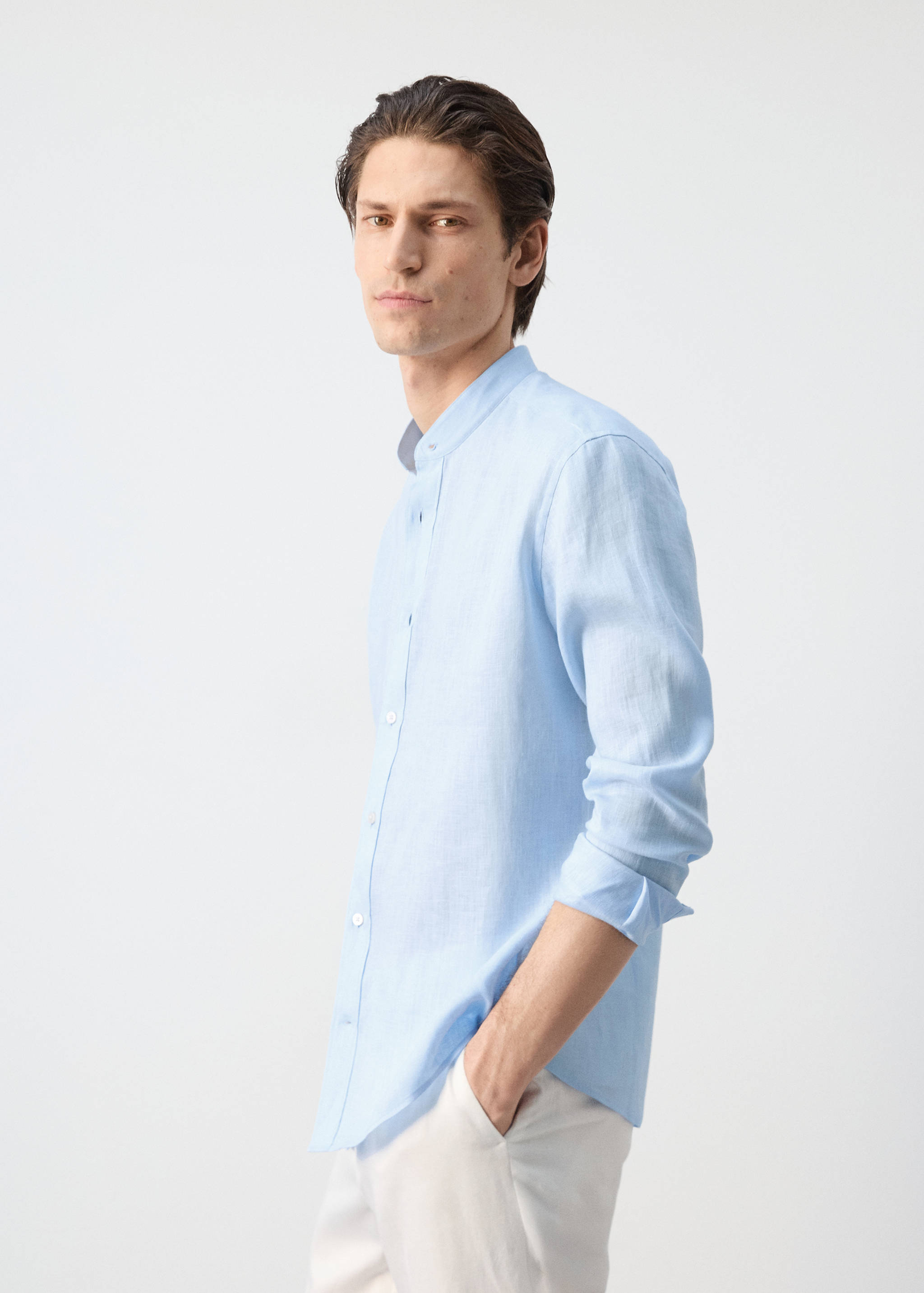 Camisa 100% lino cuello mao - Detalle del artículo 2
